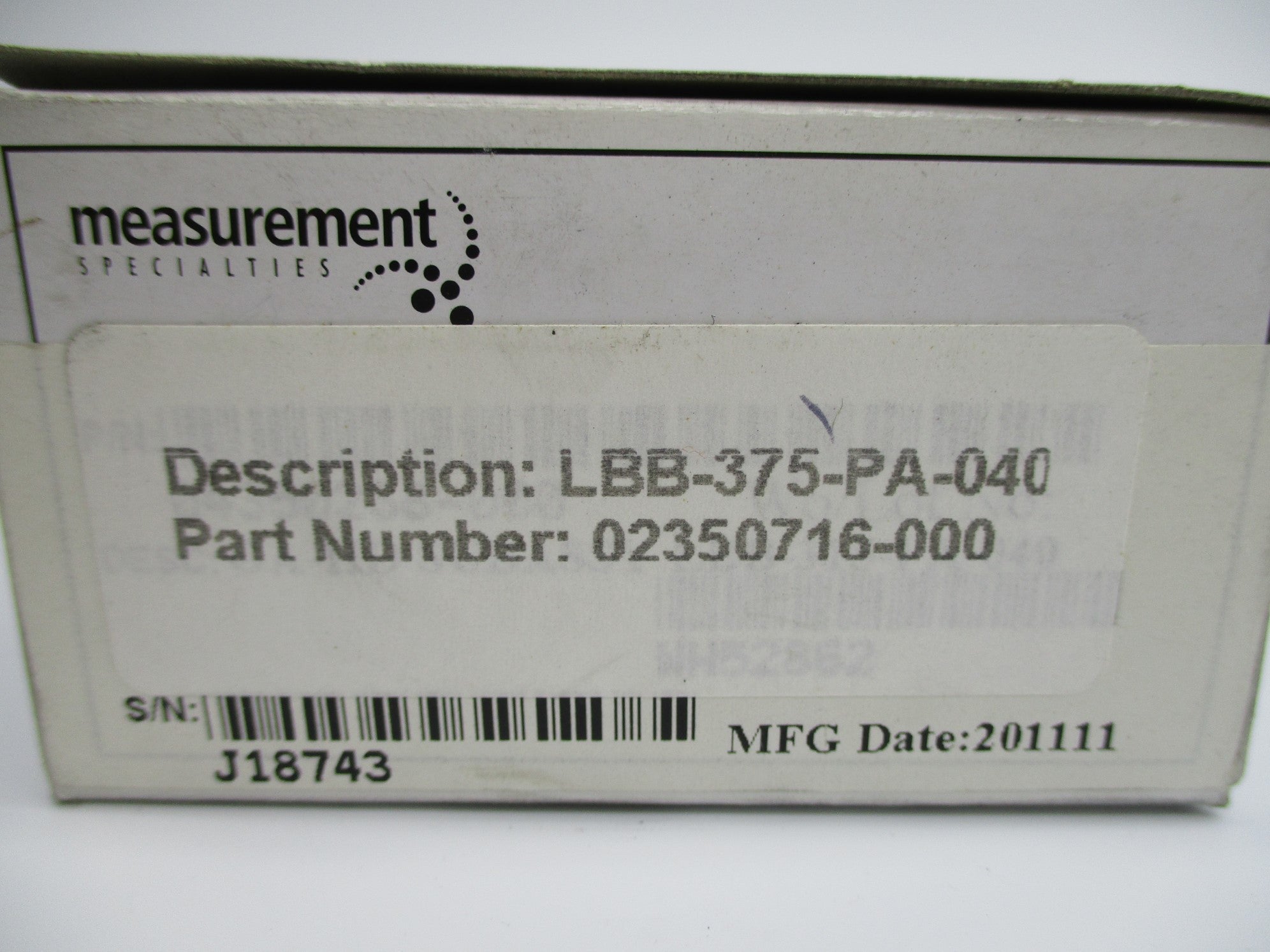 MEASUREMENT SPECIALTIES 02350716-000 LBB-375-PA-040 NSMP