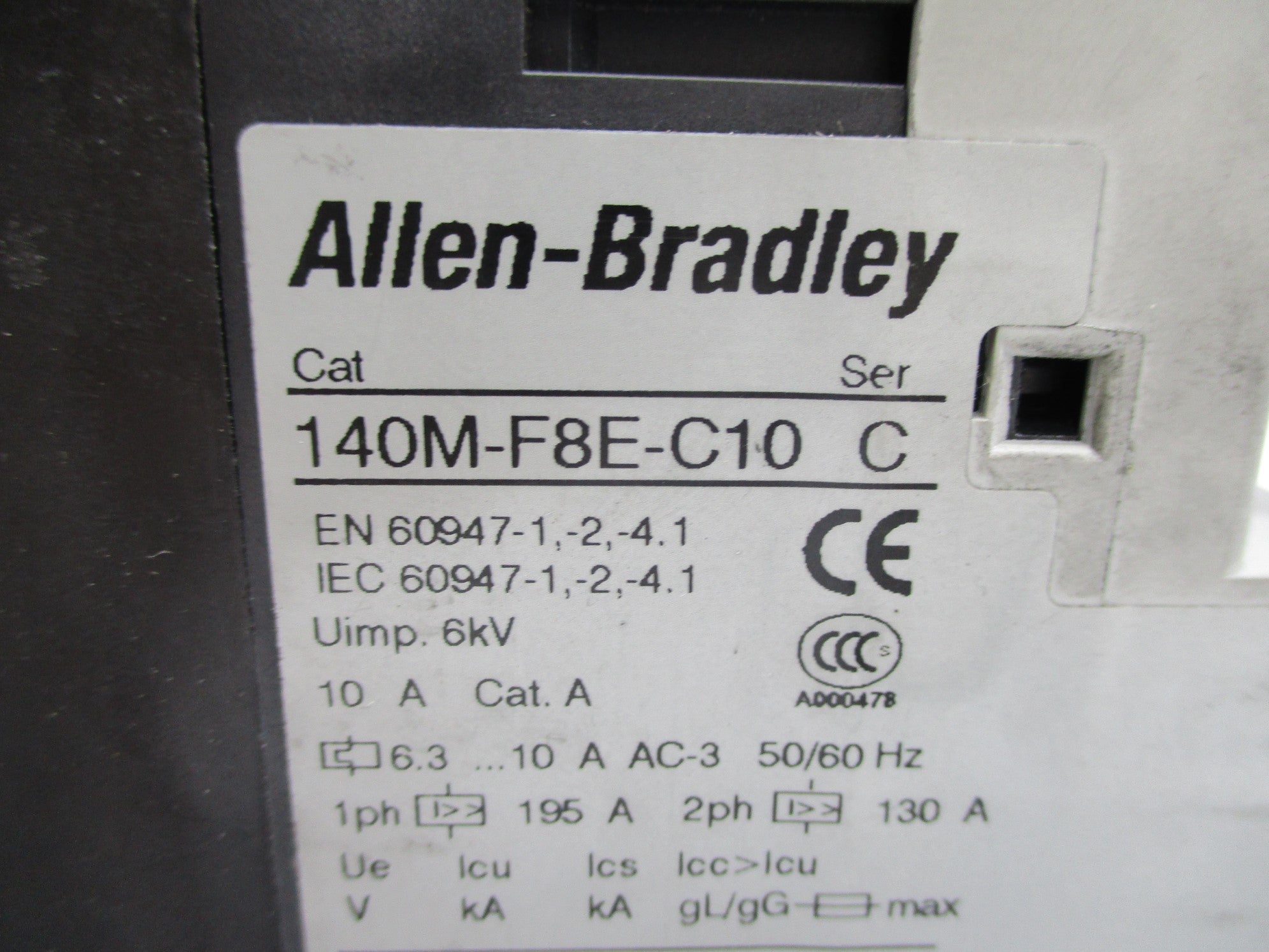 ALLEN BRADLEY 140M-F8E-C10 SER. C 6.3-10A (AS PICTURED) NSNP