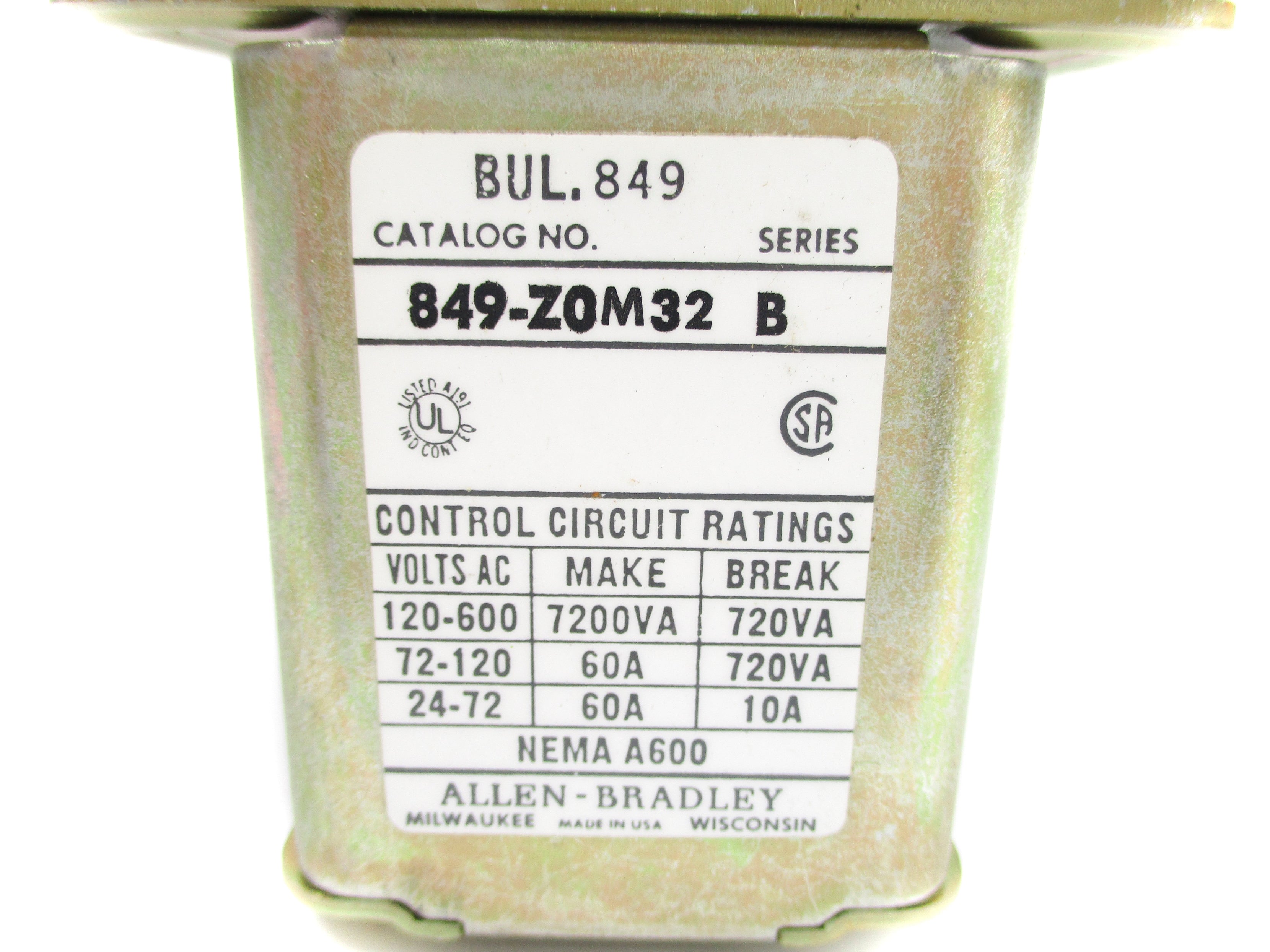 INDUSTRIAL SPARE PART 849-ZOM32 SER. B 110V NSNP