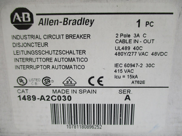 ALLEN BRADLEY 1489-A2C030 SER. A 277VAC 3A NSMP