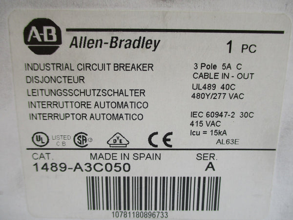 ALLEN BRADLEY 1489-A3C050 SER. A 5A 277V NSMP