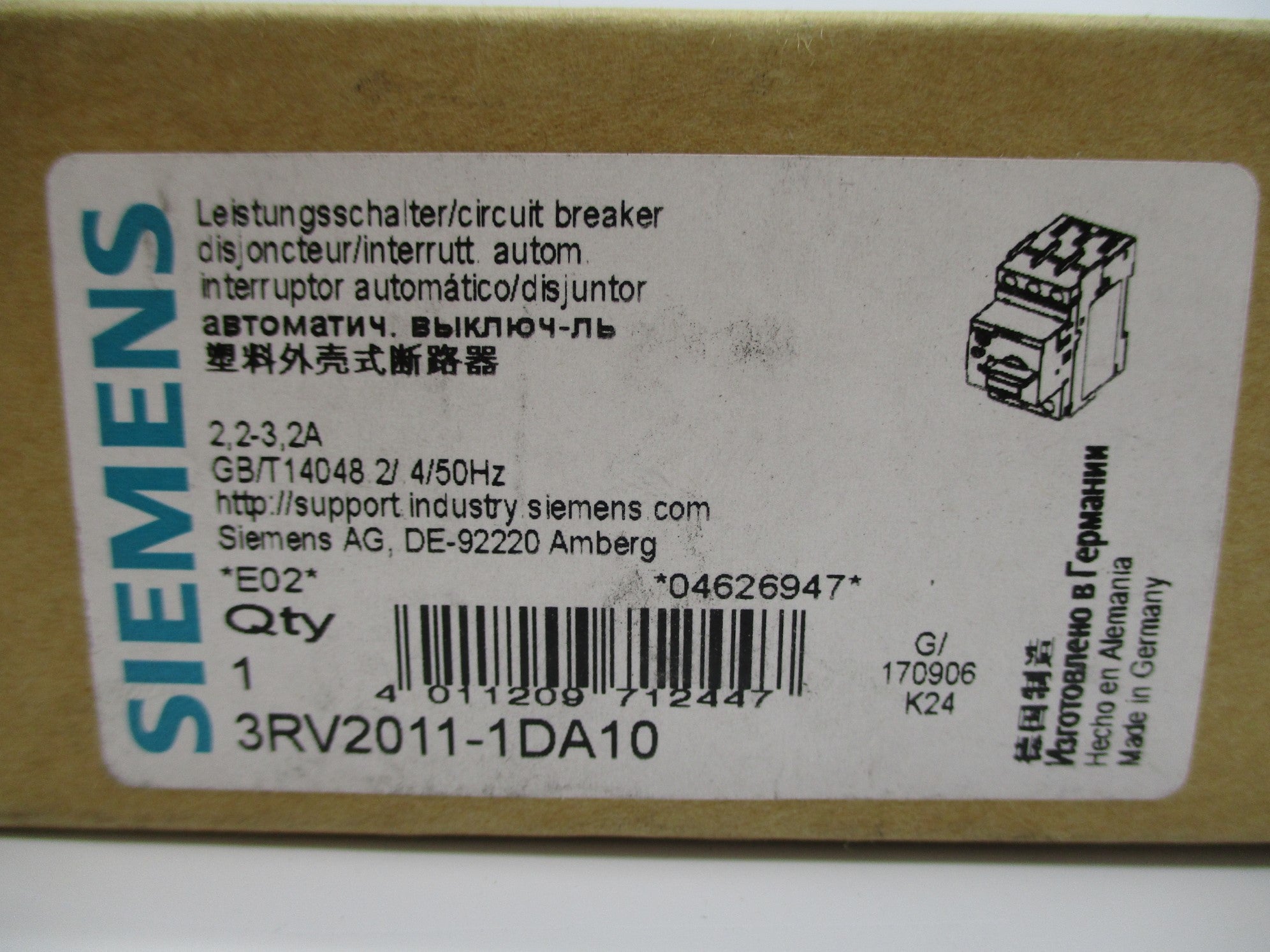 SIEMENS 3RV2011-1DA10 2.2-3.2A NSMP