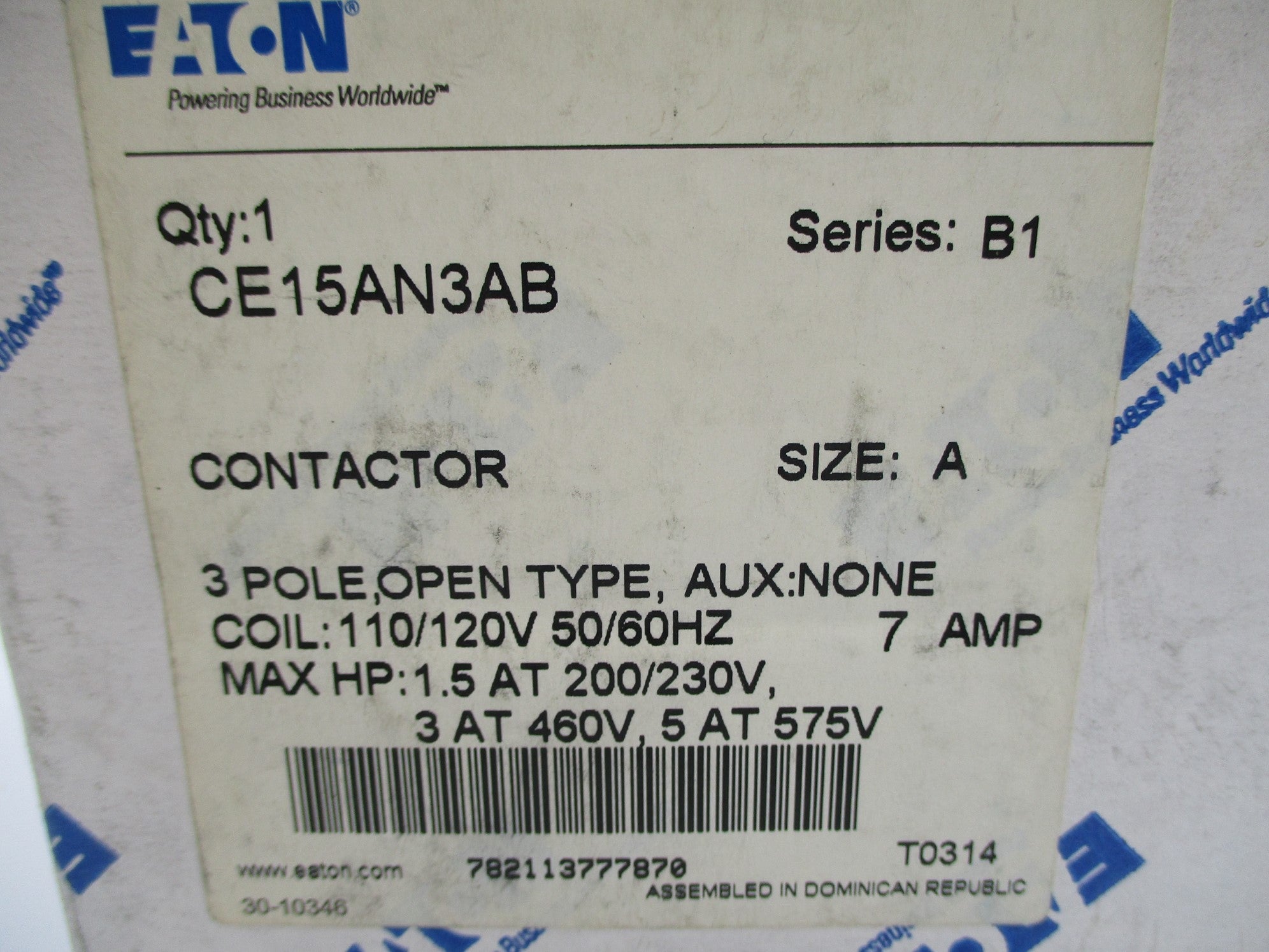 EATON CE15AN3AB SER. B1 110/120V NSMP