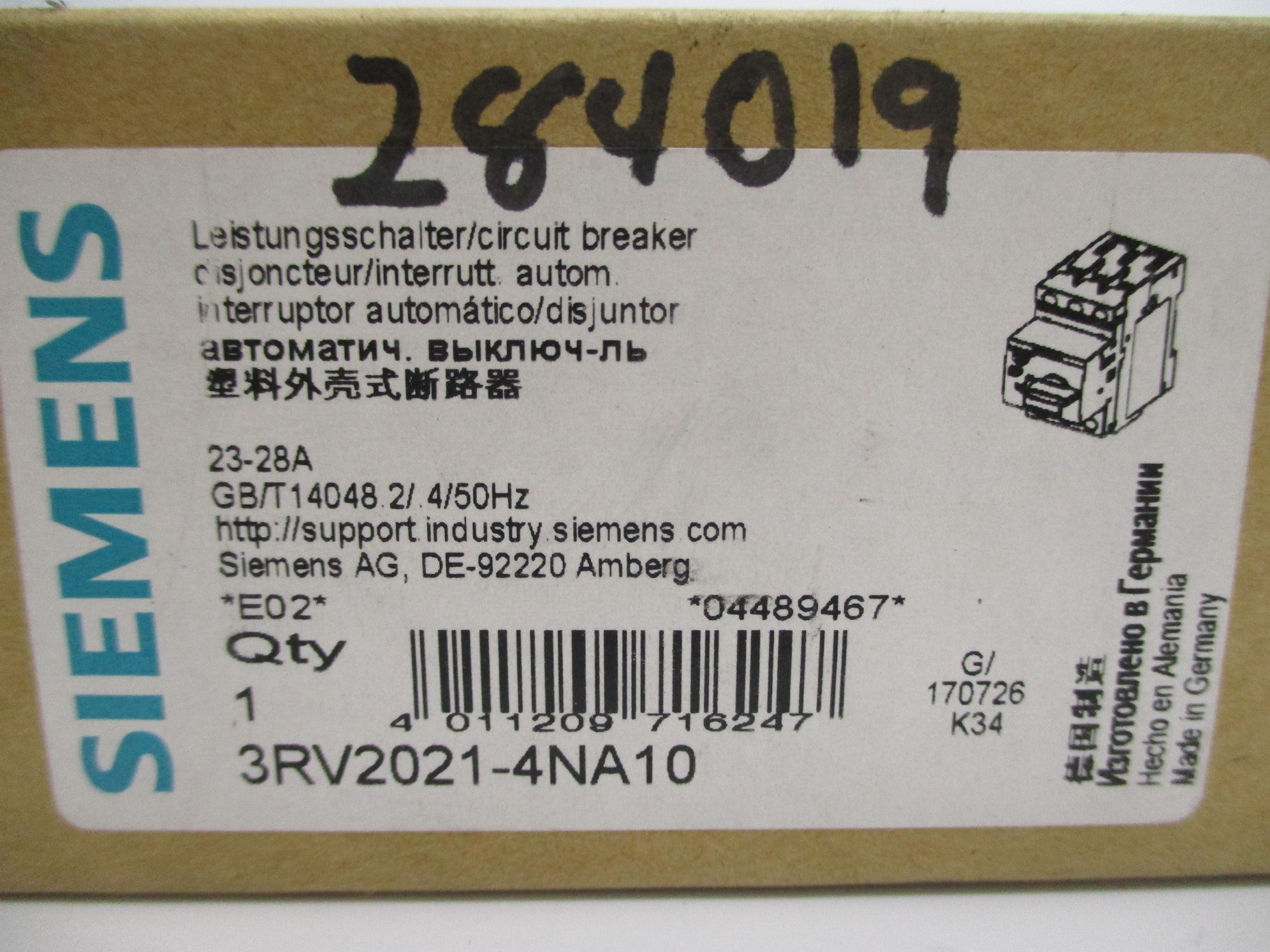 SIEMENS 3RV2021-4NA10 23-28A NSMP