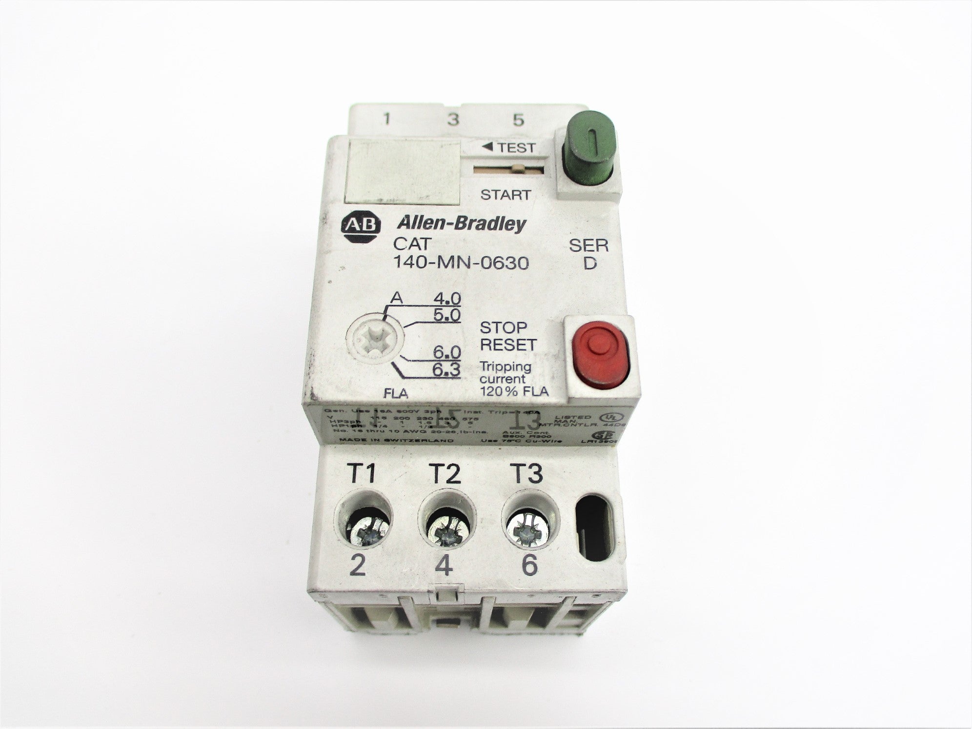 ALLEN BRADLEY 140-MN-0630 SER. D 4.0-6.3A UNMP