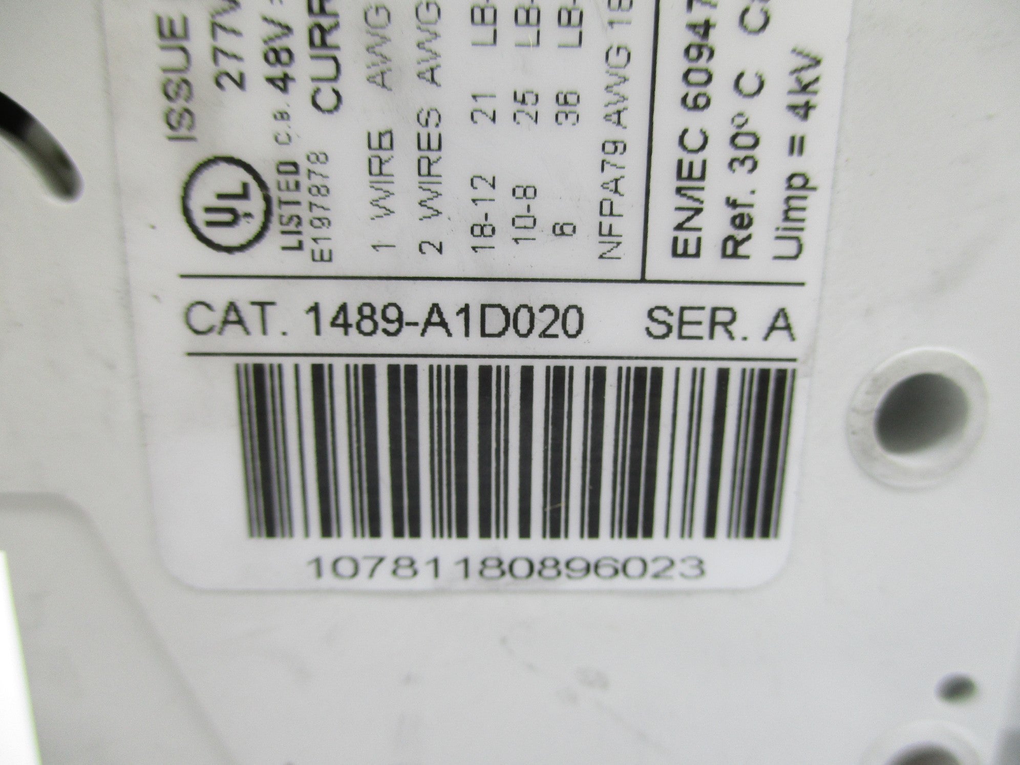 ALLEN BRADLEY 1489-A1D020 SER. A 2A 277V UNMP