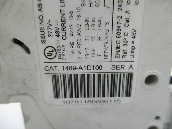 ALLEN BRADLEY 1489-A1D100 SER. A 10A 277V UNMP