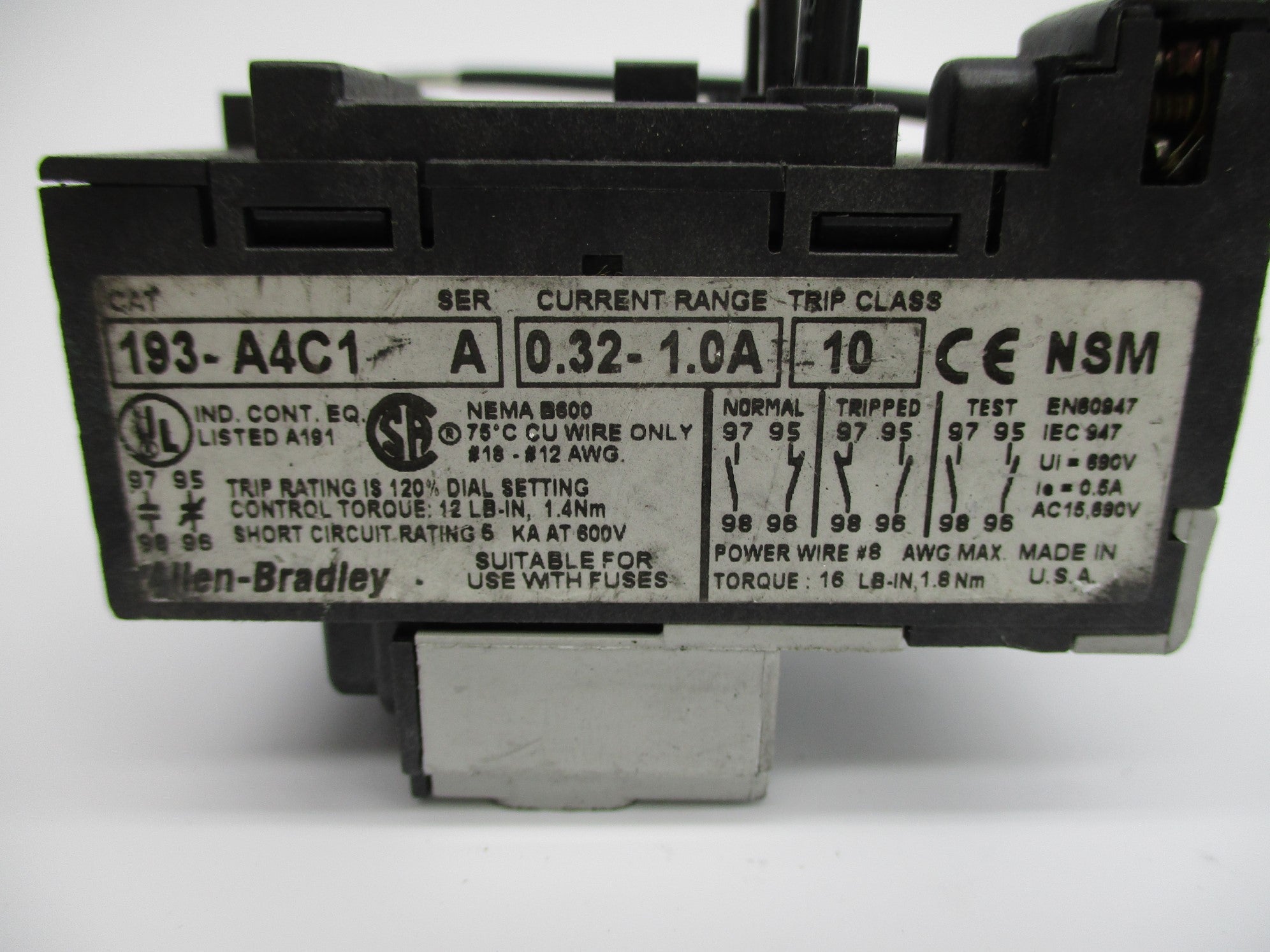 INDUSTRIAL SPARE PART 193-A4C1 SER. A 0.32-1.0A UNMP