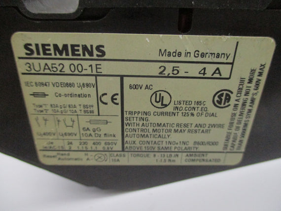 SIEMENS 3UA5200-1E 2.5-4A UNMP