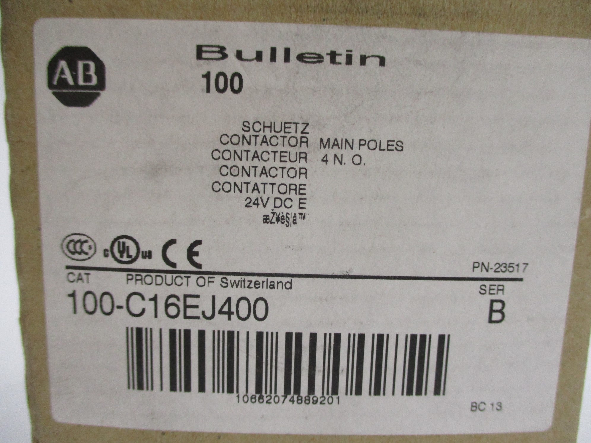ALLEN BRADLEY 100-C16EJ400 SER. B 24VDC (BR/WH) NSMP
