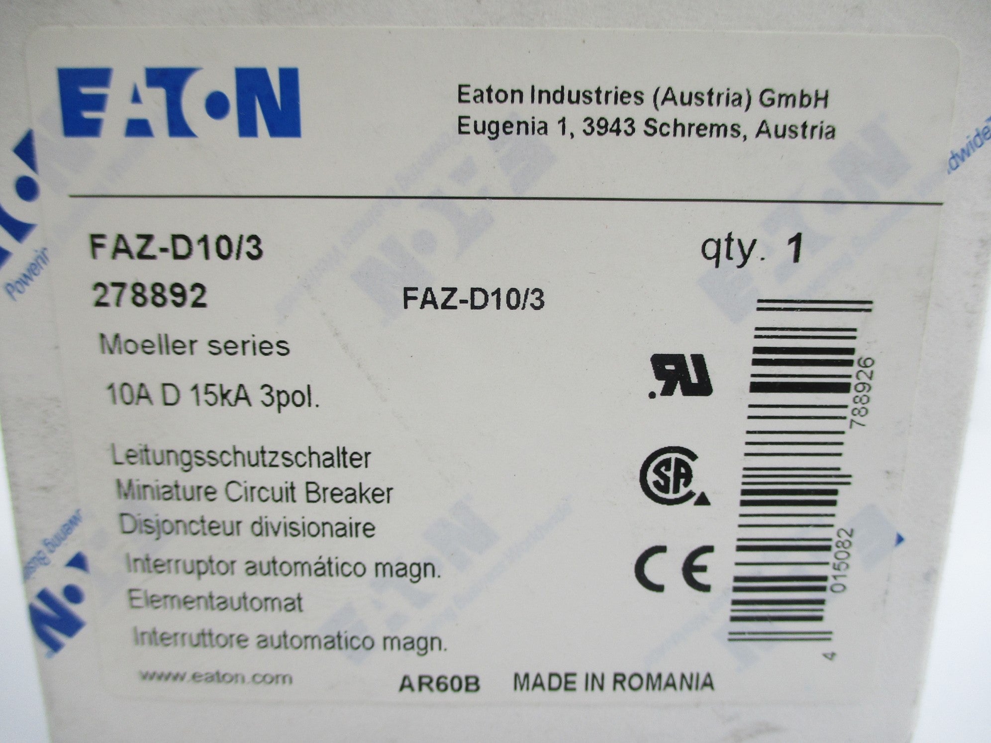 EATON FAZ-D10/3 10A NSMP