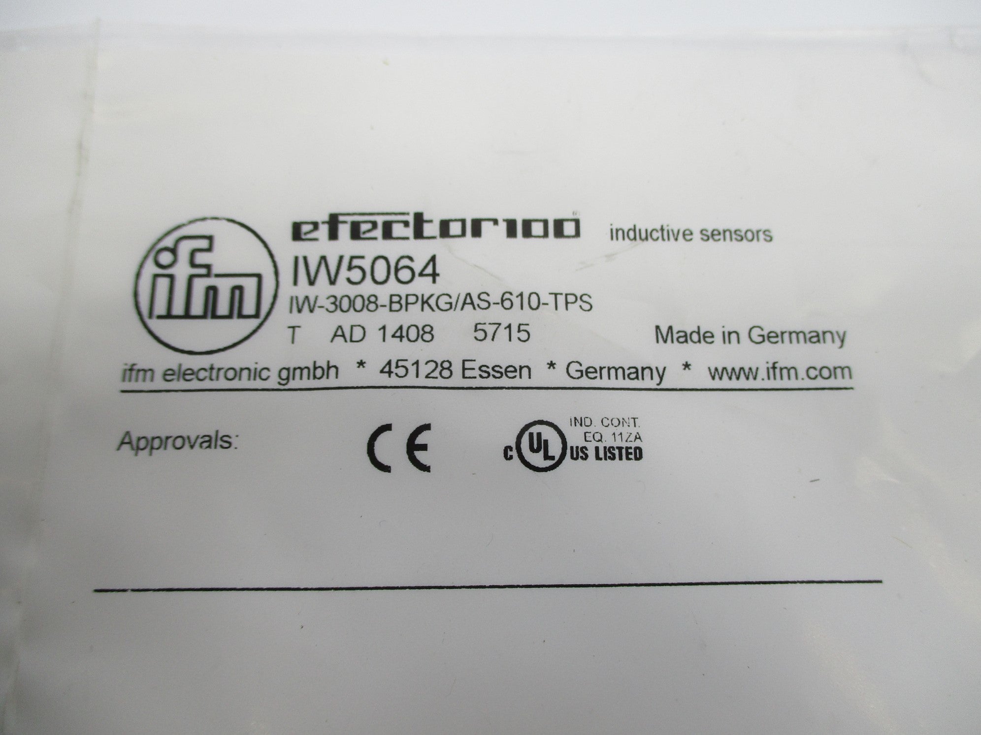 IFM EFECTOR IW-3008-BPKG/AS-610-TPS IW5064 NSMP