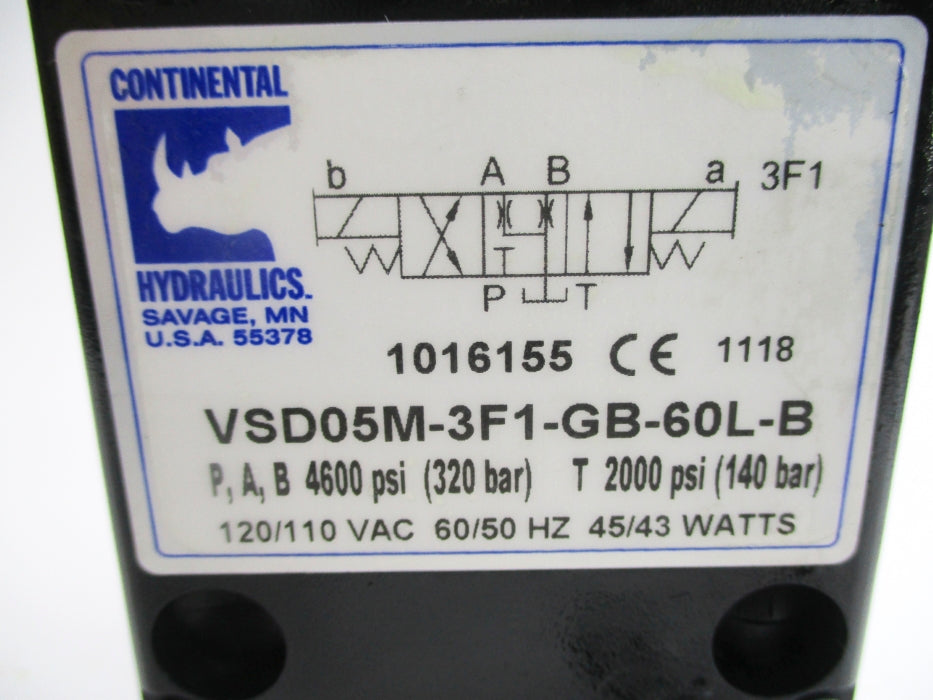 CONTINENTAL HYDRAULICS VSD05M-3F1-GB-60L-B 2000-4600PSI 110/120V NSNP