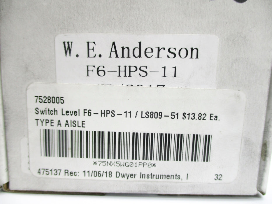 W.E. ANDERSON F6-HPS-11 NSMP