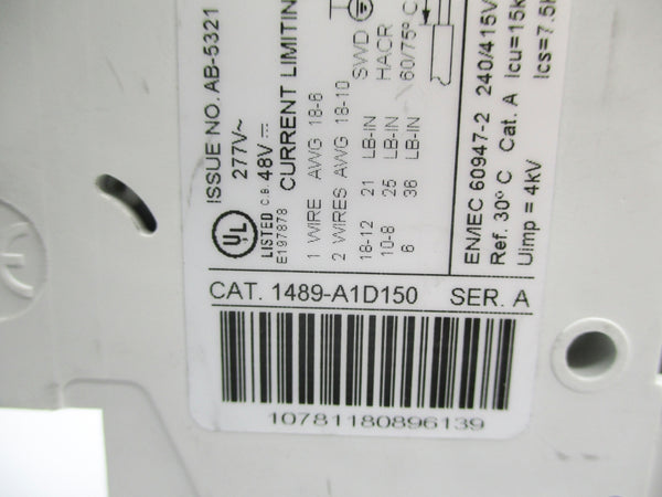 ALLEN BRADLEY 1489-A1D150 SER. A 15A 277V UNMP
