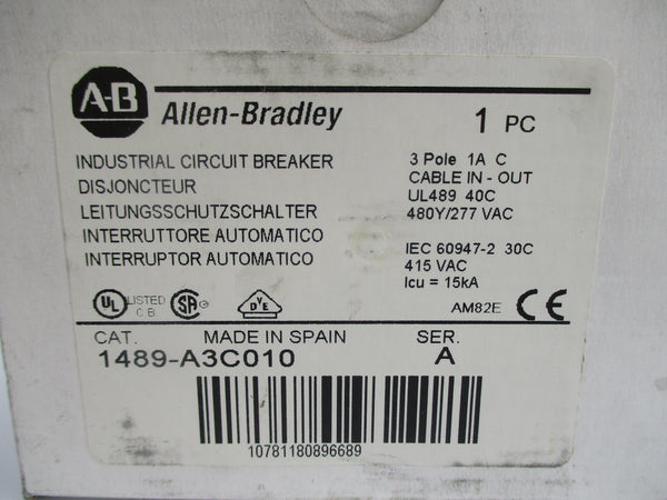 ALLEN BRADLEY 1489-A3C010 SER. A 1A 277VAC NSMP