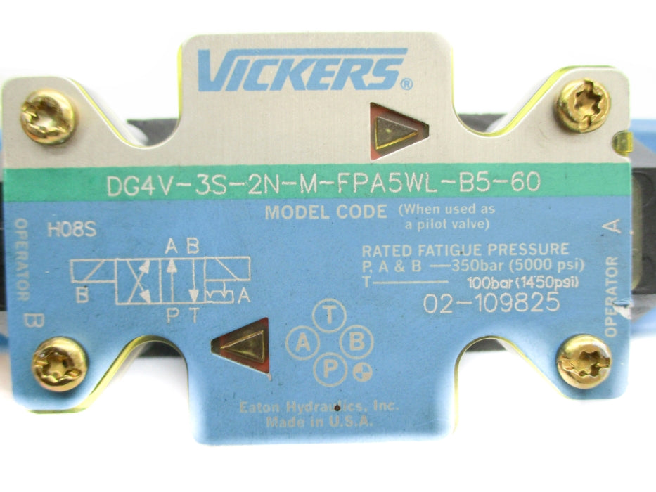 VICKERS DG4V3S2NMFPA5WLB560 02-109825 1450-5000PSI 110/120V (AS PICTURED) NSNP