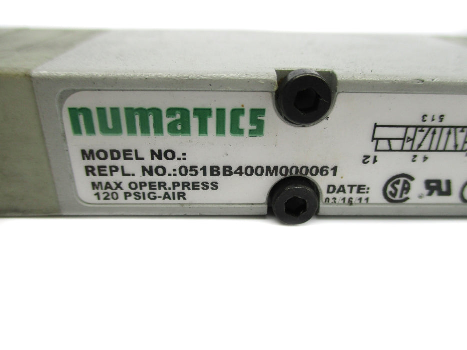 NUMATICS 051BB400M000061 24VDC 120PSI UNMP