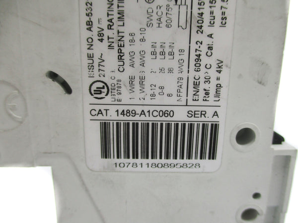 ALLEN BRADLEY 1489-A1C060 SER. A 6A 277V UNMP