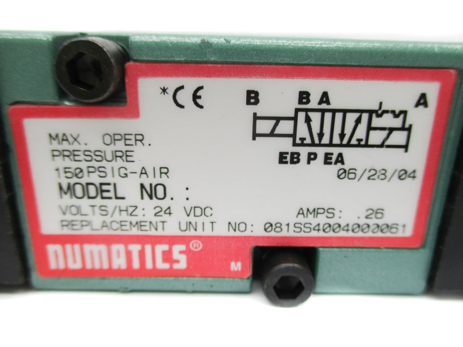 NUMATICS 081SS4004000061 150PSIG 24VDC NSNP