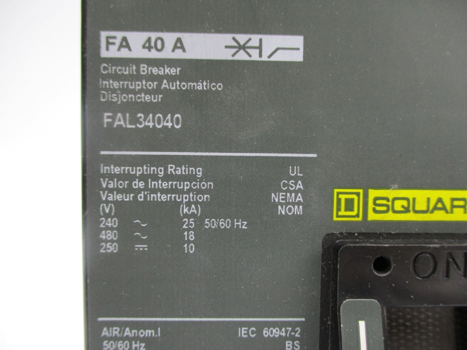 SQUARE D FAL34040 40A 240/480V NSNP