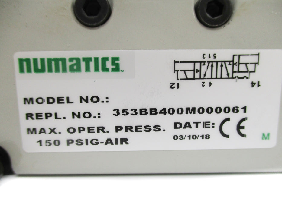 NUMATICS 353BB400M000061 150PSIG 24VDC (AS PICTURED) NSNP