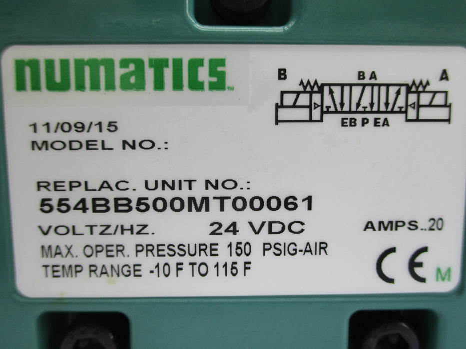 NUMATICS 554BB500MT00061 24VDC .20A 150PSI  NSNP