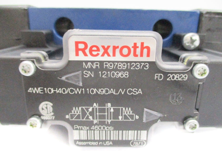 REXROTH 4WE10H40/CW110N9DAL/VCSA R978912373 4600PSI 110/120V NSNP