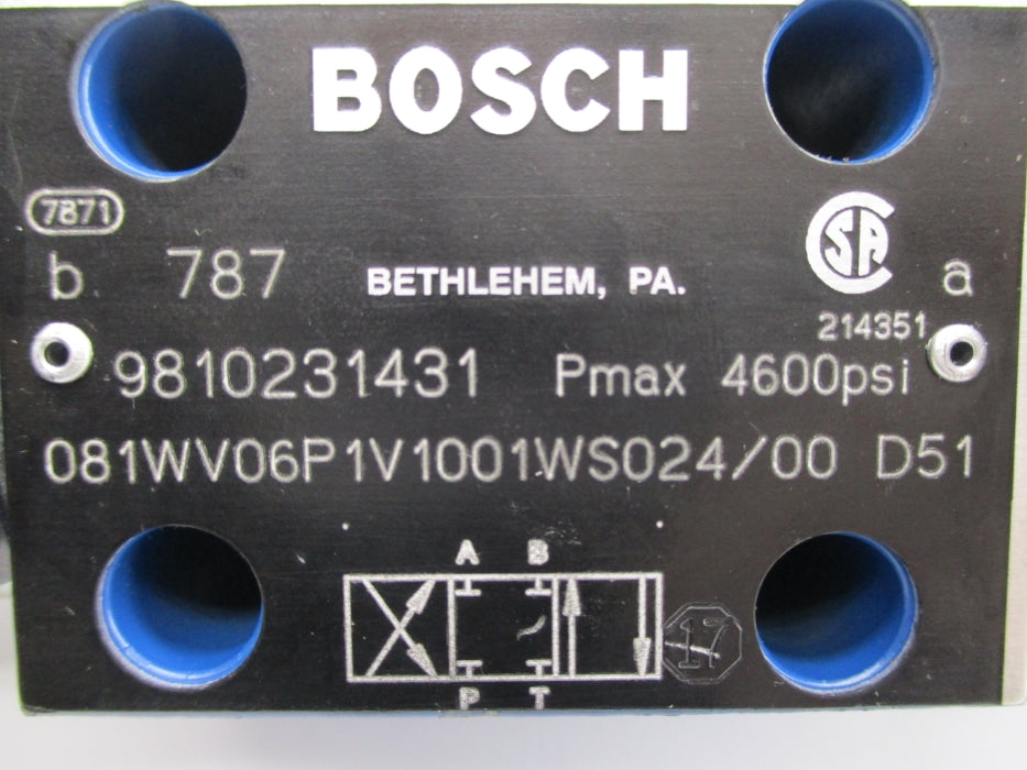 BOSCH 081WV06P1V1001WS024/00D51 9810231431 4600PSI 24V (AS PICTURED) NSNP