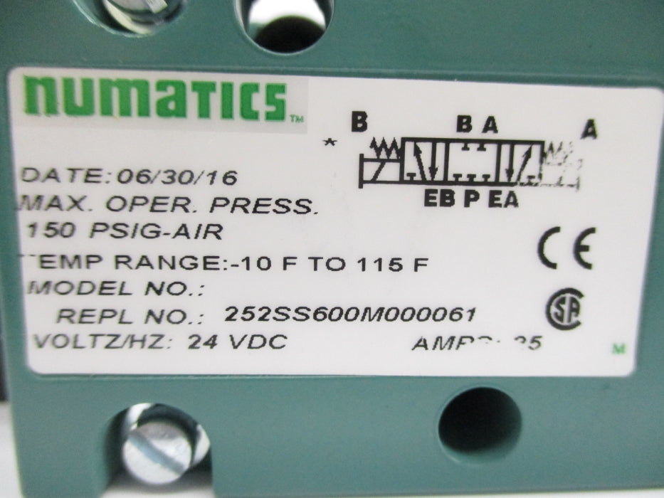 NUMATICS 252SS600M000061 150PSIG 24VDC NSNP