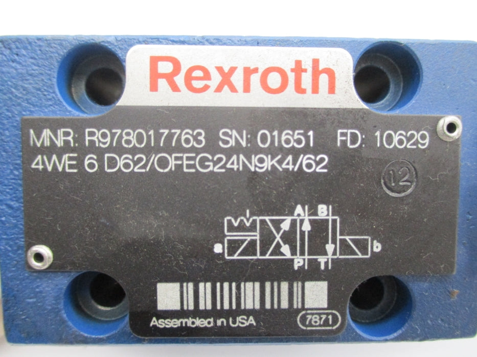 REXROTH 4WE6D62/OFEG24N9K4/62 R978017763 24VDC (AS PICTURED) NSNP