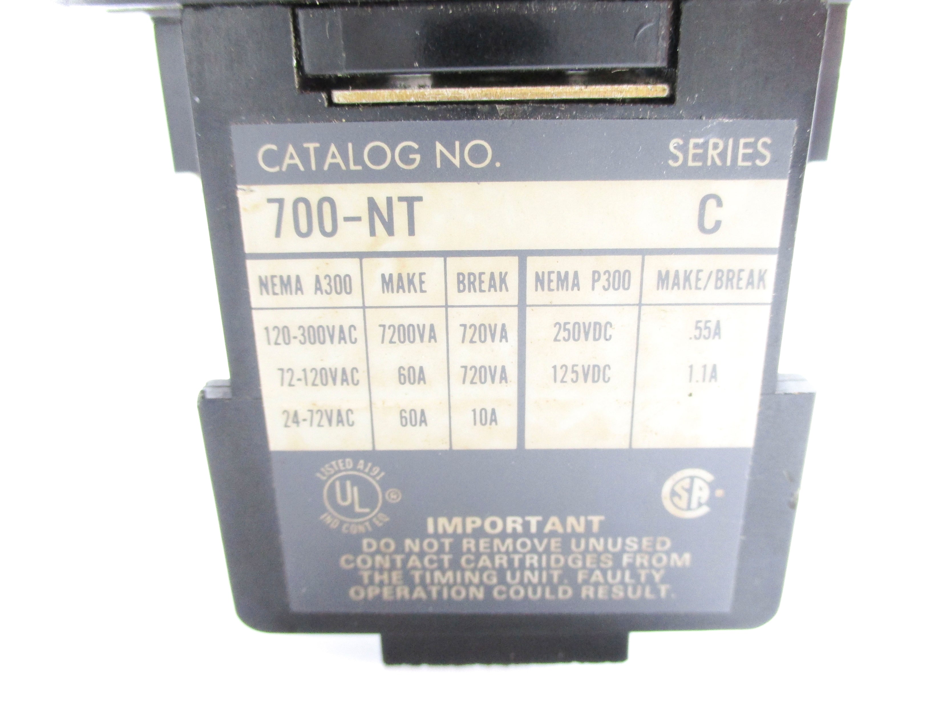 INDUSTRIAL SPARE PART 700-N200A1 SER. C 110/120V 60A (AS PICTURED) NSNP