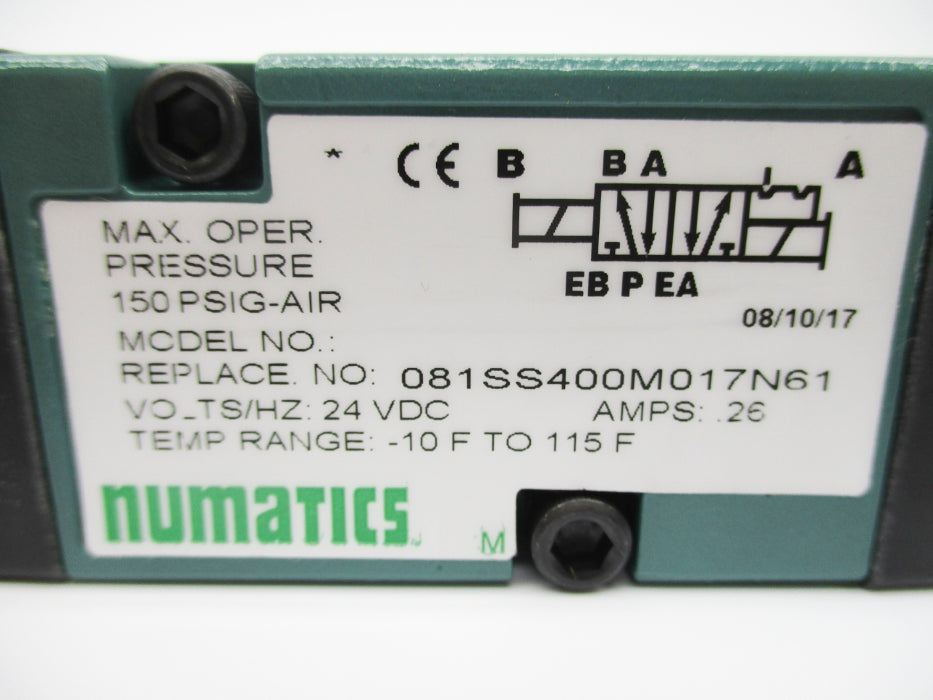 NUMATICS 081SS400M017N61 150PSIG 24VDC NSNP