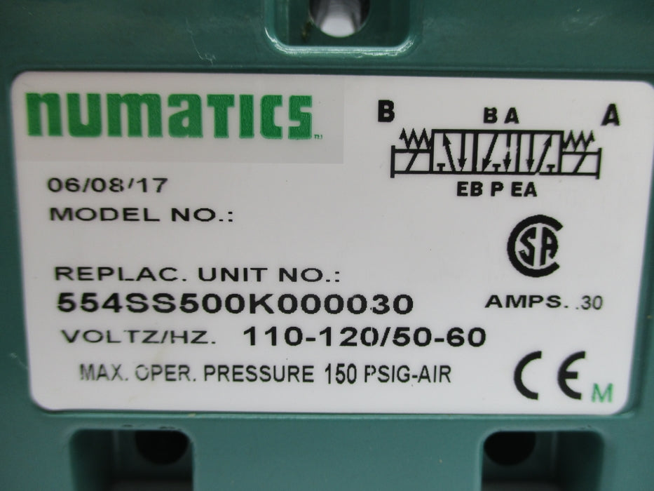 NUMATICS 554SS500K000030 150PSIG 110/120V NSNP