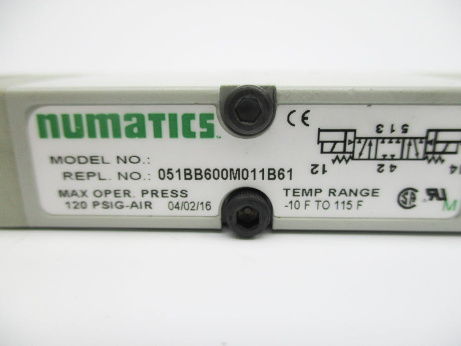 NUMATICS 051BB600M011B61 120PSIG 24VDC (AS PICTURED) NSNP