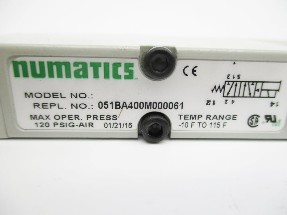NUMATICS 051BA400M000061 120PSIG 24VDC (AS PICTURED) NSNP