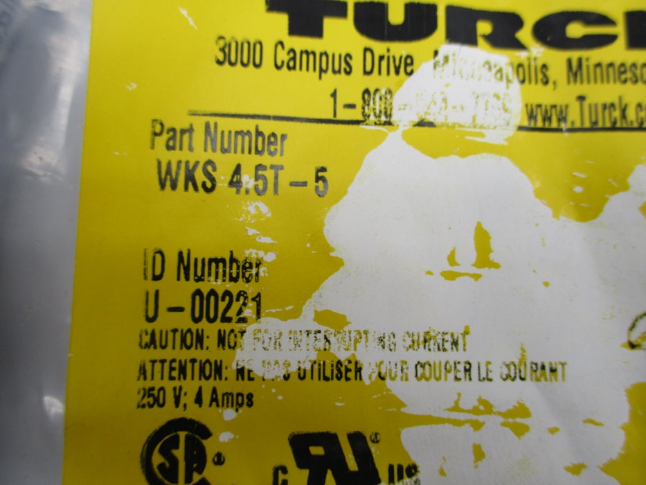 TURCK WKS4.5T-5 U-00221 250V 4A NSMP