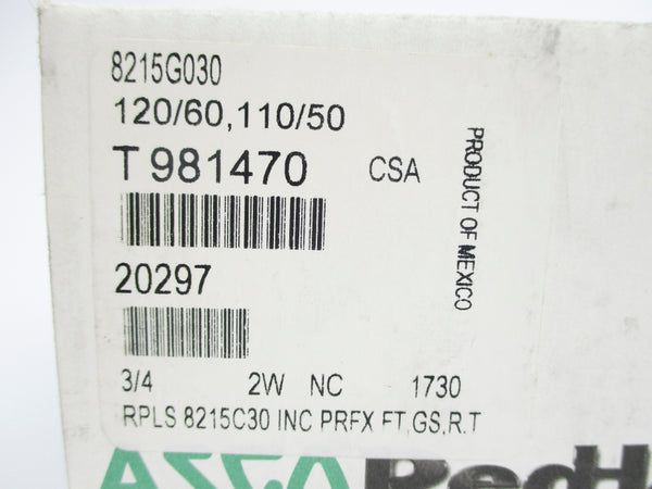 ASCO 8215G030 110/120V 50PSI 3/4" NSMP