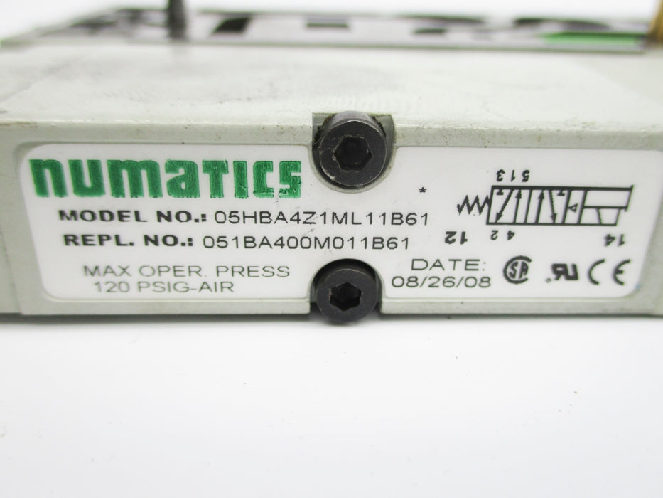 NUMATICS 051BA400M011B61 24VDC 120PSI UNMP