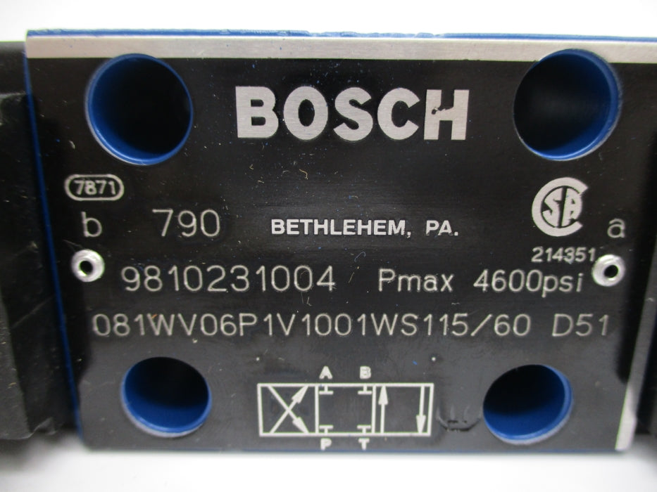 BOSCH 081WV06P1V1001WS115/60D51 9810231004 4600PSI 110/115V NSNP