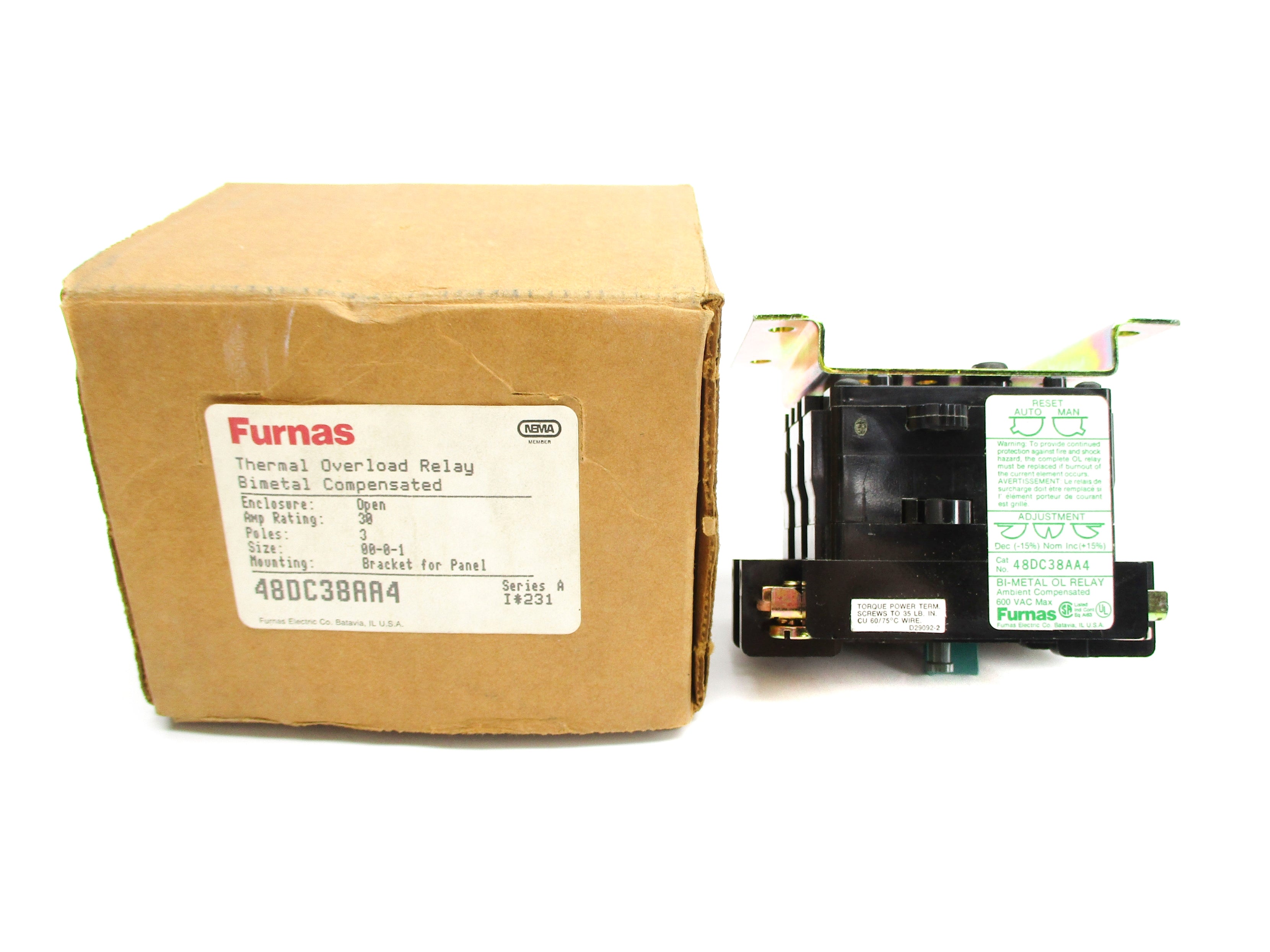 FURNAS 48DC38AA4 SER. A 600VAC NSMP