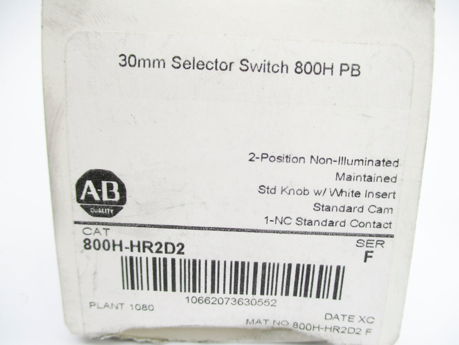 ALLEN BRADLEY 800H-HR2D2 SER. F (WH) NSMP
