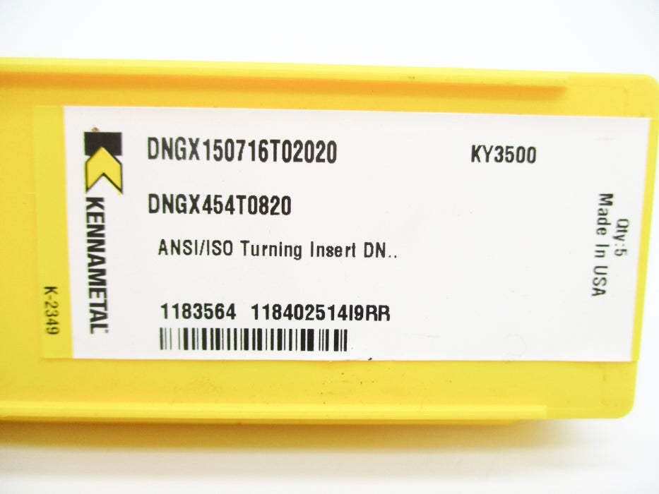 KENNAMETAL DNGX150716T02020 DNGX454T0820 KY3500 (PKG OF 5) NSFS