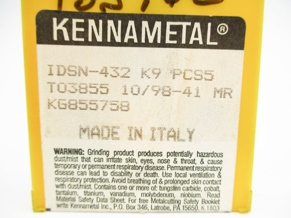 KENNAMETAL IDSN-432K9PCS5 (PKG OF 5) NSMP