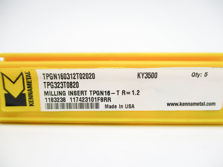 KENNAMETAL TPGN160312T02020 TPG323T0820 KY3500 (PKG OF 5) NSMP
