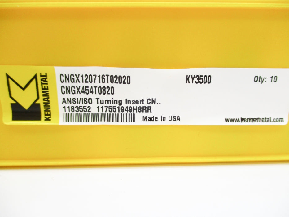 KENNAMETAL CNGX120716T02020 CNGX454T0820 KY3500 (PKG OF 10) NSMP