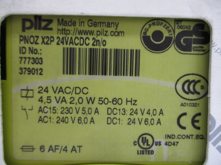 PILZ PNOZX2P24VACDC2N/O 777303 24VAC/DC 6A NSMP