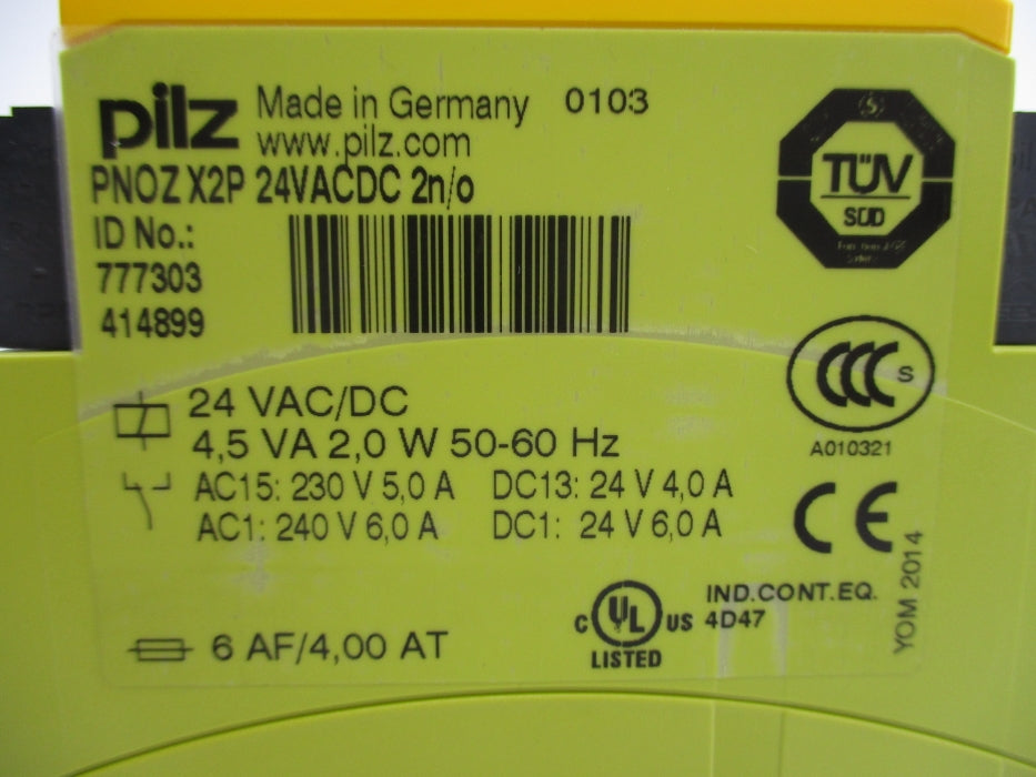 PILZ PNOZX2P24VACDC2N/O 777303 24VAC/DC 6A NSNP