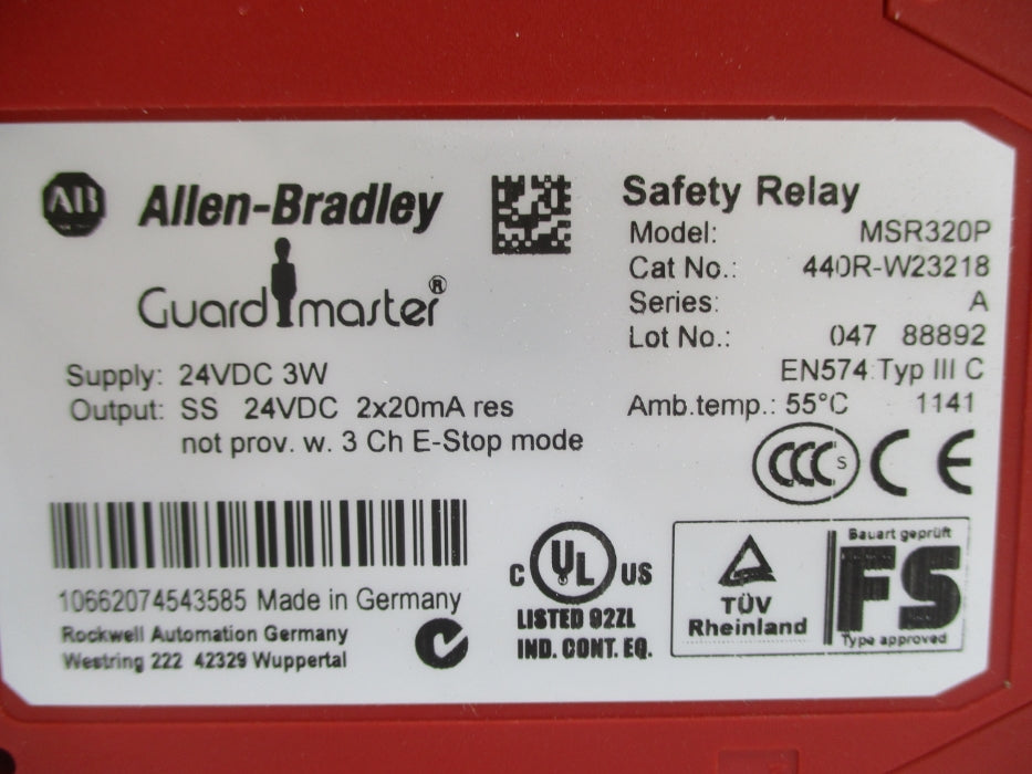 ALLEN BRADLEY 440R-W23218 MSR320P SER. A 24VDC NSNP