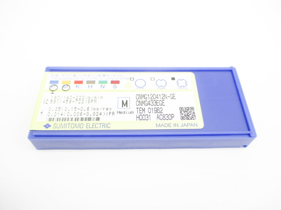 SUMITOMO ELECTRIC CNMG433EGE-AC830P CNMG120412N-GE (PKG OF 10) NSFS